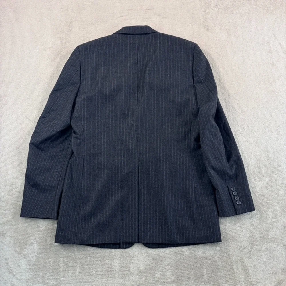 Vintage Banana Republic Blazer Sport Coat Jacket in Grey Stripe Wool Men 40R
